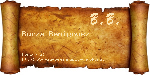 Burza Benignusz névjegykártya
